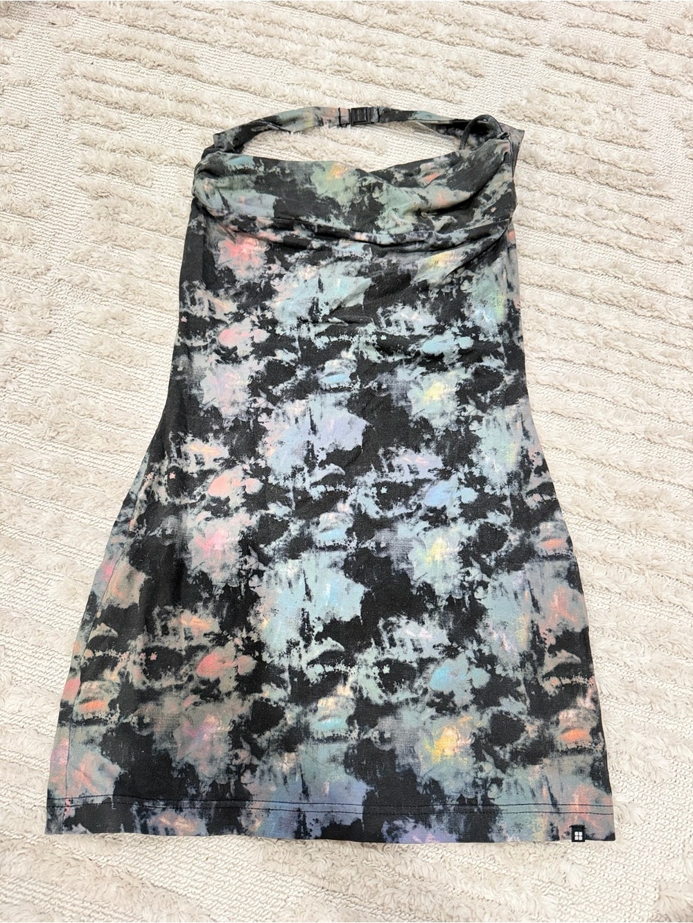 Insight Black Multicolor Splash Print Cowl Neck Dress